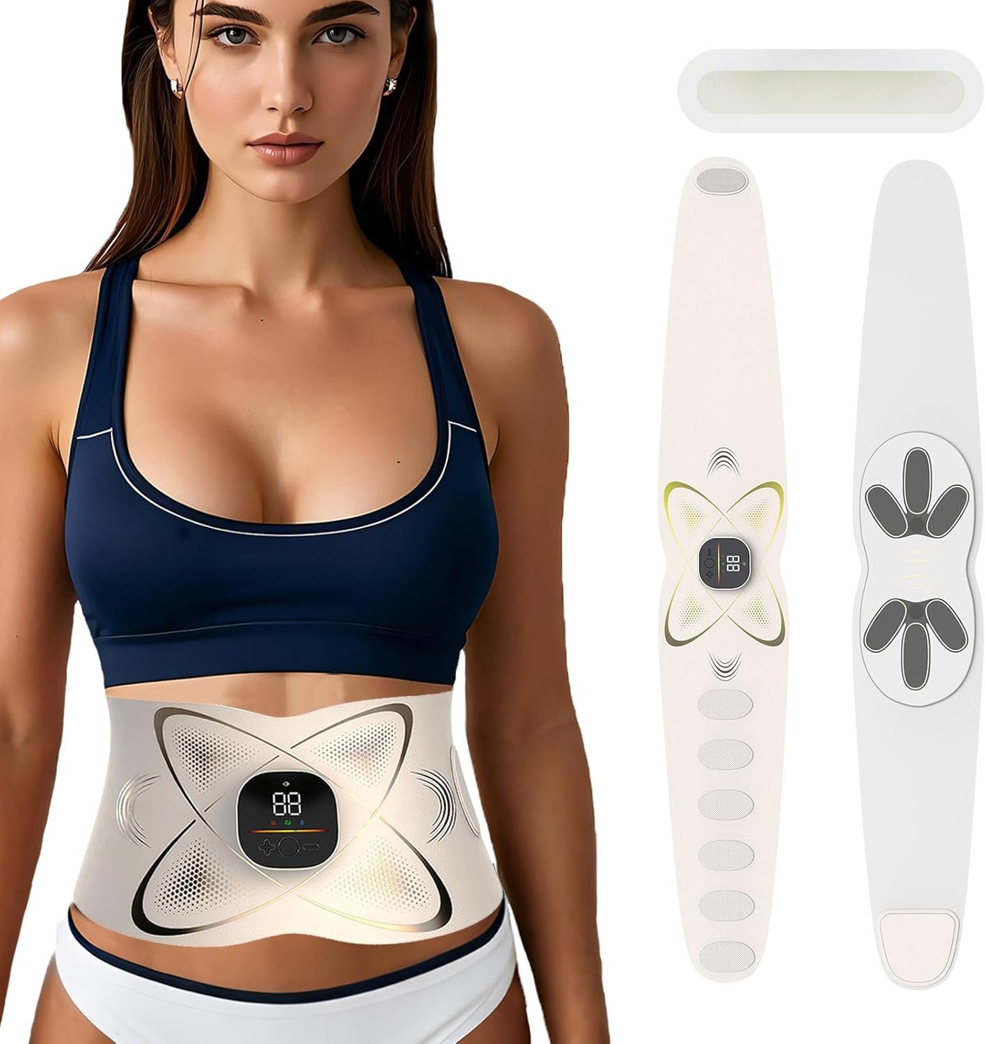 Abs Stimulator Abdominal, ab Belt Muscle Stimulator with Heat for Belly Fat Loss, Stomach Cellulite Melting, Postpartum Care Smooth & Firming, Lower Back Massager for Pain Relief Women Men Gifts