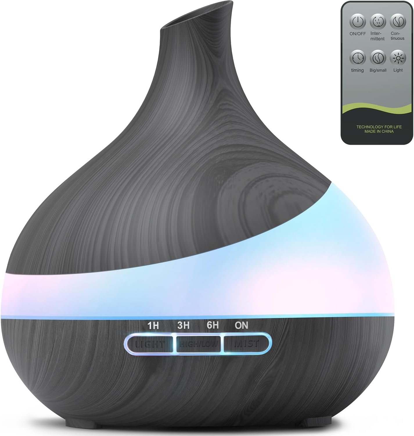 500ML Essential Oil Diffuser: Aroma Diffuser with Remote Control for Hotel Spa Yoga Room – Humidifiers for Bedroom with 14 Colors LED Night Light for Kids/Women Home Relaxation