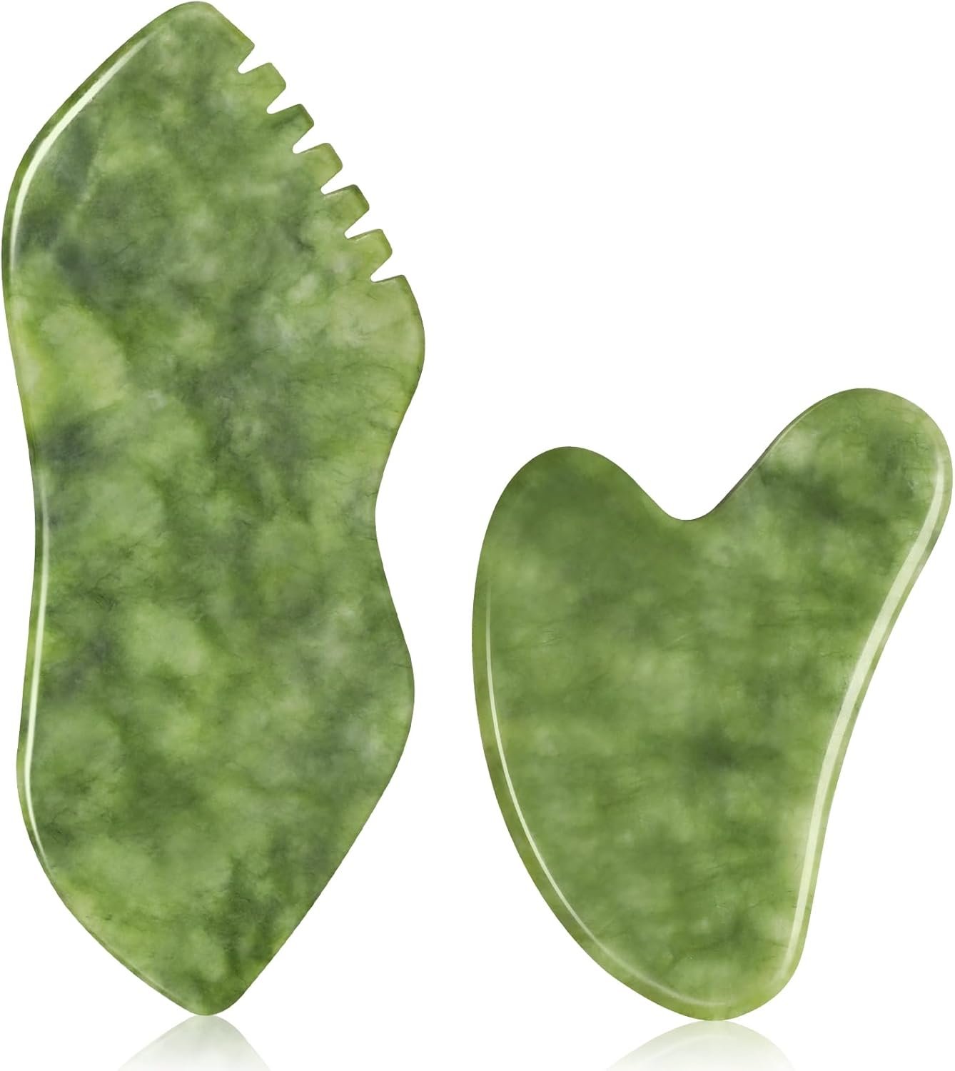 airogym 2PCS Jade Stone Gua Sha Set Face Massager Jade Facial Tools Body Lymphatic Drainage Massager, Guasha Face Sculpting Tool Skin Care Set Gifts for Women Gua Sha Sculpting for Tighten Skin
