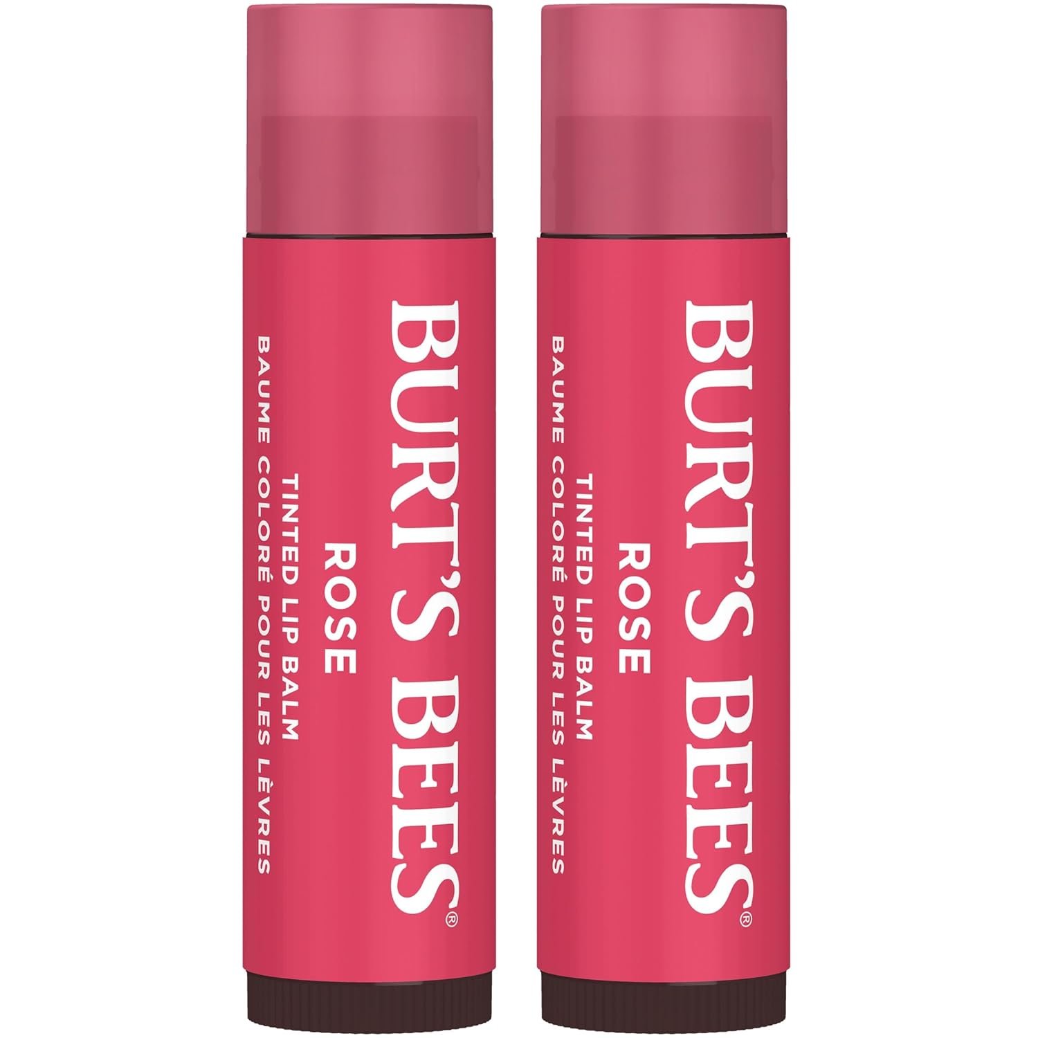 Burt’s Bees Lip Tint Balm Stocking Stuffers Gifts, Long Lasting 2 in 1 Duo Tinted Balm Formula, Color Infused with Hydrating Shea Butter for a Natural Looking Buildable Finish, Petal Rose (2-Pack)