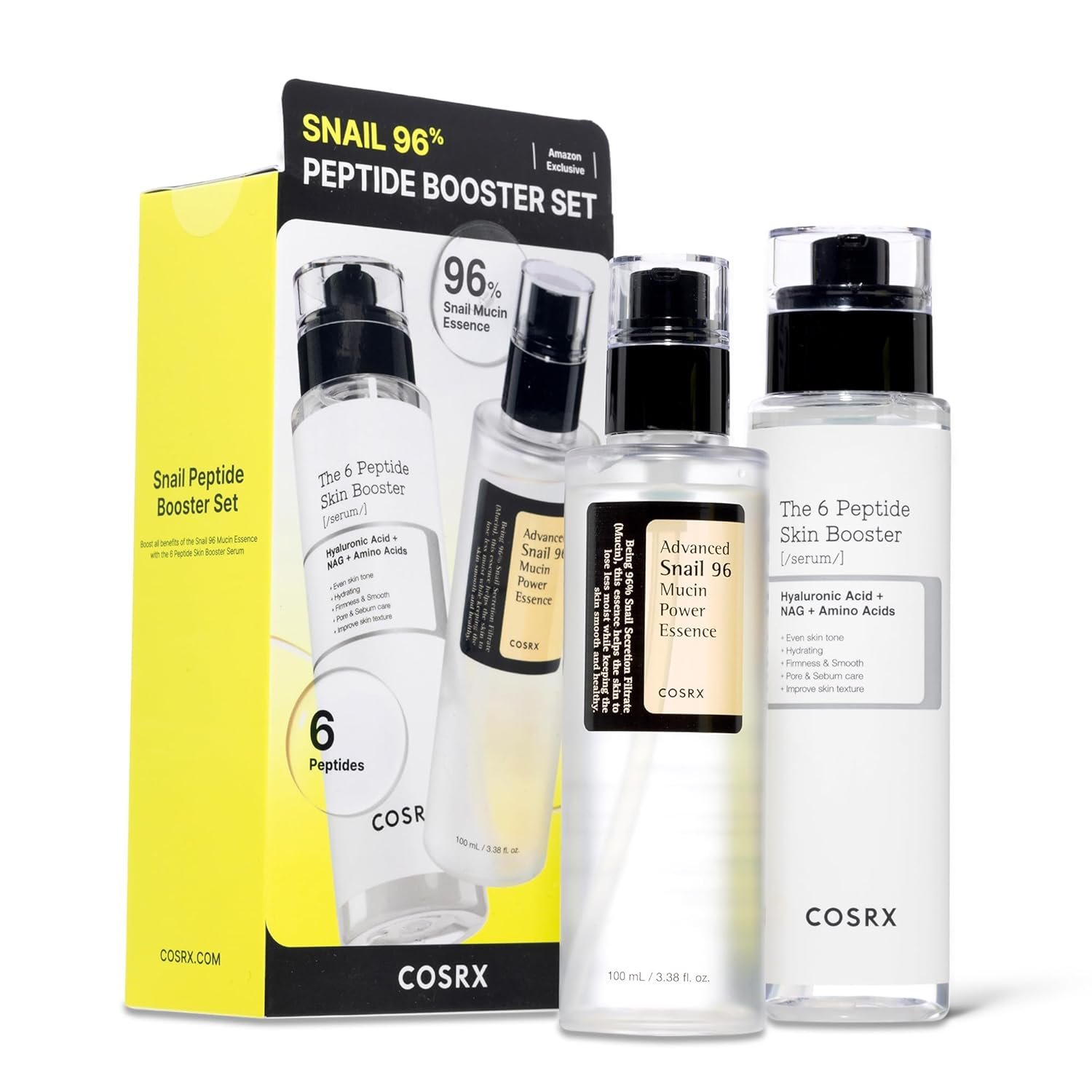 COSRX Snail Mucin 96% Peptide Booster Set – Amazon Exclusive – Korean Skin Care, Gift Sets, Skin Care Sets for Women, Advanced Snail Mucin Serum, Face Serum, Stocking Stuffers for Women