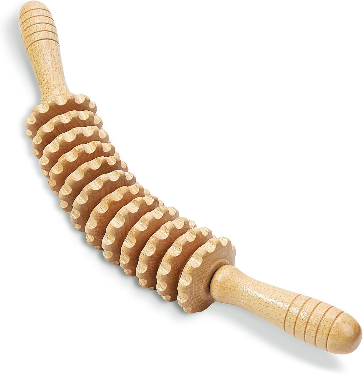 Wood Massage Roller Wood Therapy Massage Tools Body Roller Cellulite Roller Fascia Blaster Muscle Roller Wooden Massager for Lymphatic Drainage, Maderoterapia, Pain Relief(White 12-Wheel)