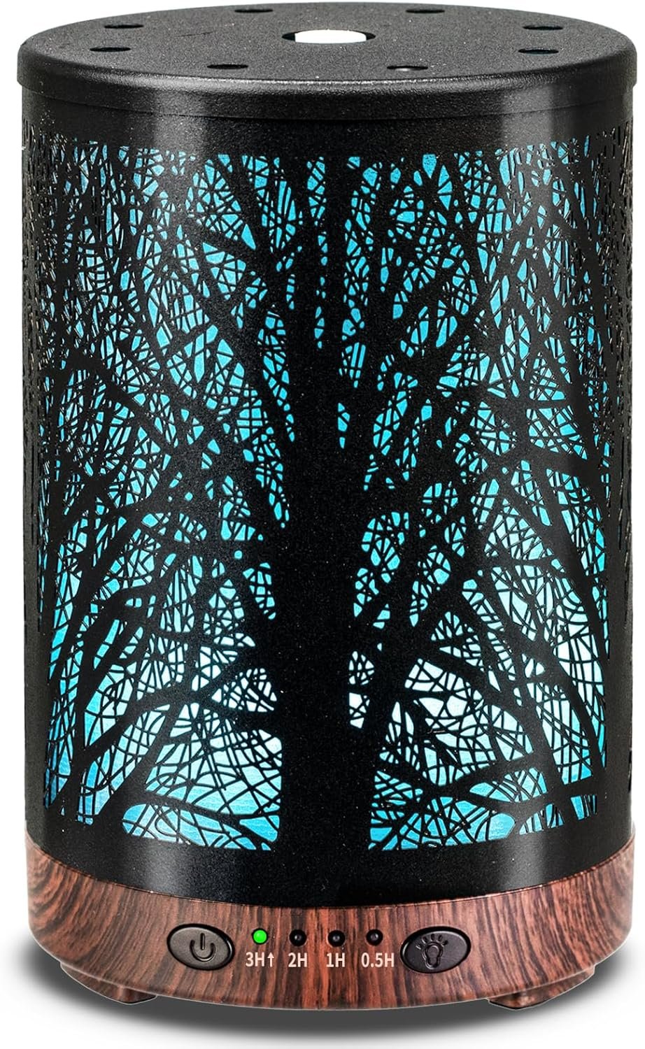 Essential Oil Diffuser 120ML Metal Aromatherapy Diffuser, Cool Mist Humidifier with Auto Shut-Off Protection 7 Color Lights for Home Office Spa (Tree)