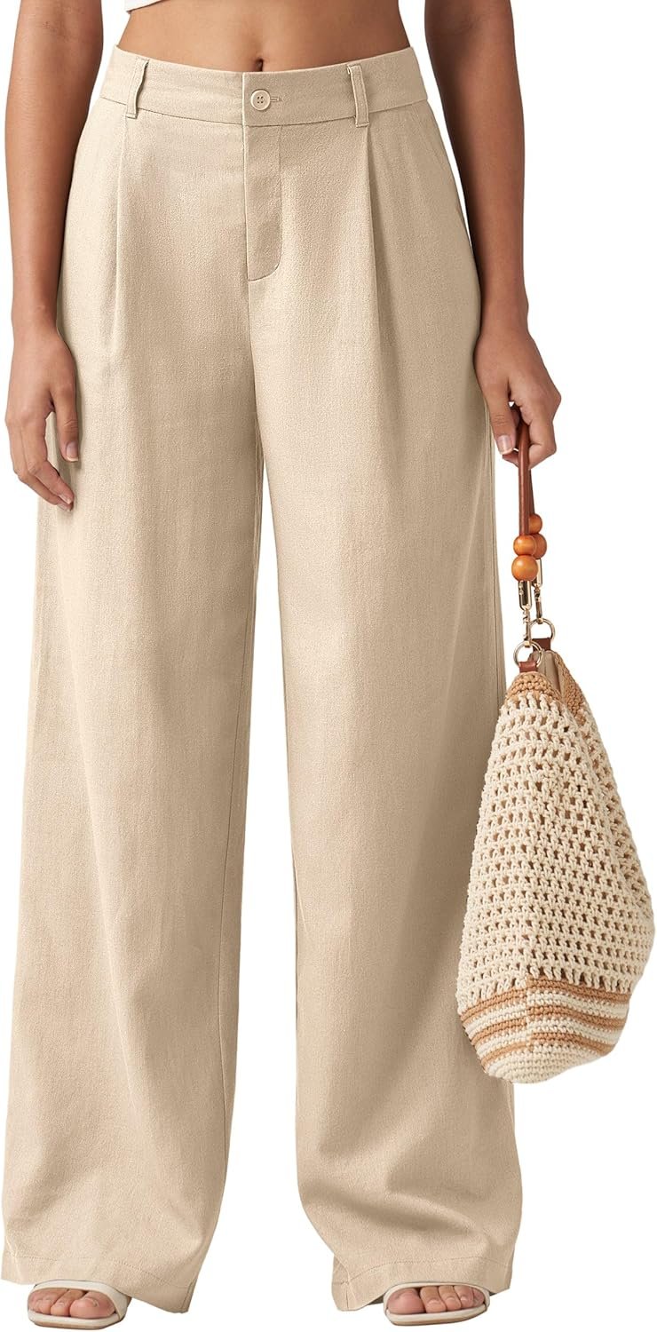 Willit Women’s Linen Pants Wide Leg Work Dress Pants Casual Slacks Business Pants with Pockets