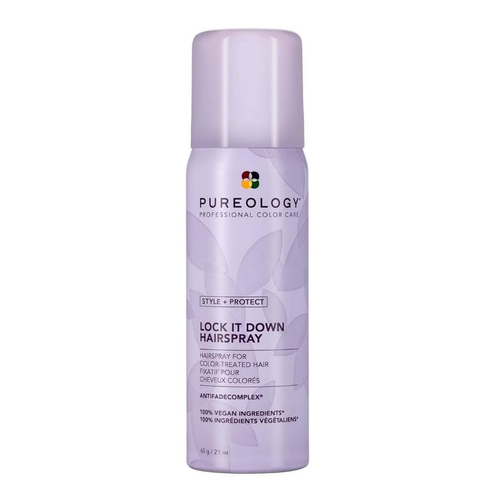 Pureology Style + Protect Lock It Down Hairspray For Color-Treated Hair – Provides Maximum Hold and Radiant Shine, Silicone-Free & Vegan