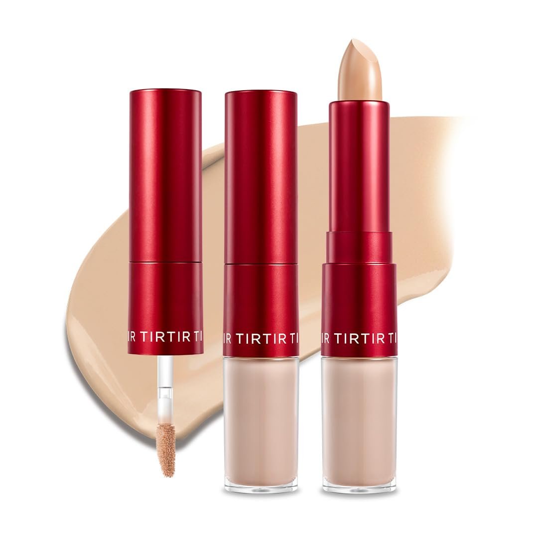 TIRTIR Glide&Hide Blurring Concealer – Creamy texture, Conceals dark circles and wrinkles, Dual formula (liquid tip & balm stick), Long-lasting wear, Korean Makeup, #4.5N, 0.28 Oz