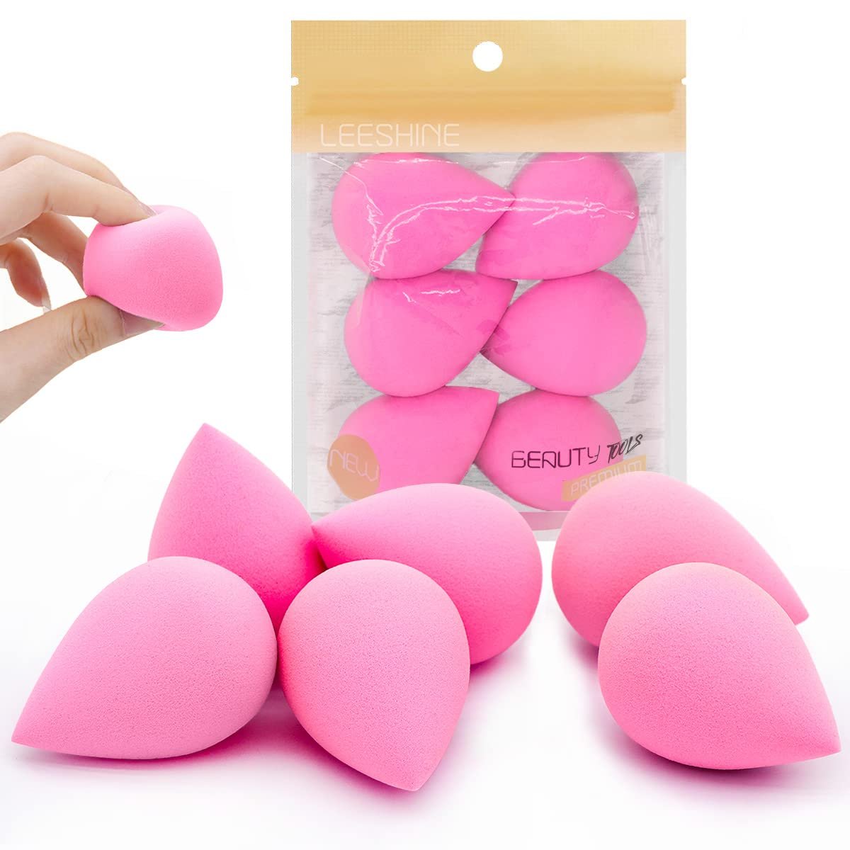 6 Pcs Makeup Blender Sponges Set – Soft Beauty Sponge Blending Blender for Foundation, Cream and Powder (Light-Pink)