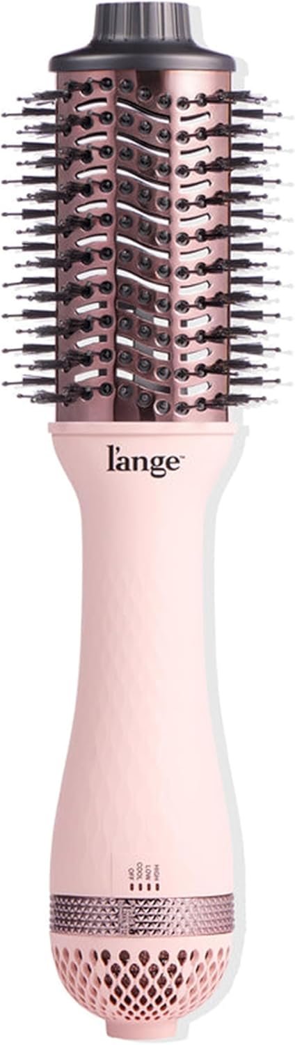 L’ANGE HAIR Le Volume 2-in-1 Titanium Blow Dryer Brush | Hot Air Brush for Hair Drying & Styling | Ionic Oval Barrel for Smooth, Frizz-Free Volume | (Blush – 60mm)
