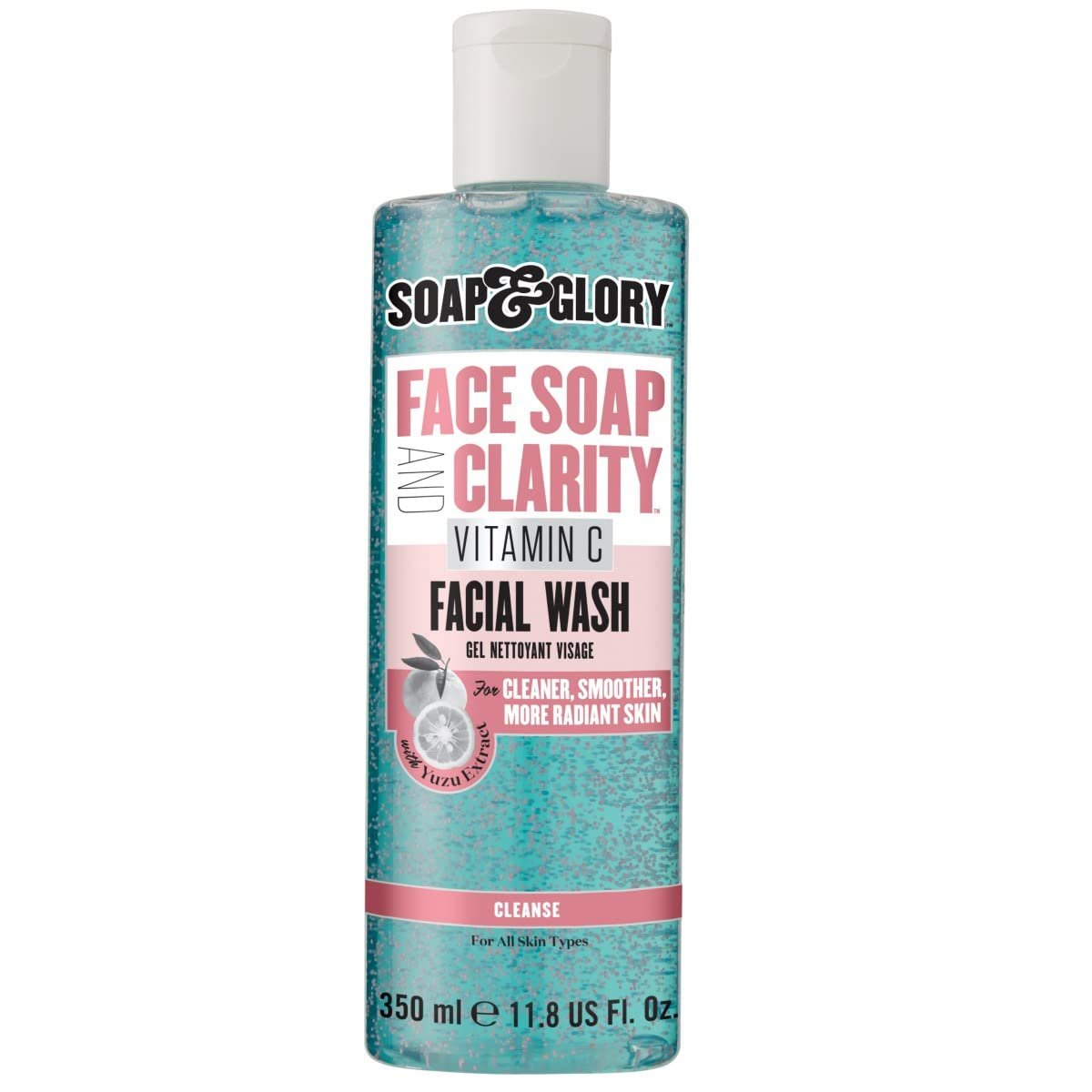 Soap & Glory Vitamin C Brightening Facial Cleanser – 3 in 1 Foaming Face Wash, Makeup Remover & Facial Exfoliant – Deeply Cleanses, Purifies & Hydrates for Radiant, Smooth Skin (11.8 fl oz)