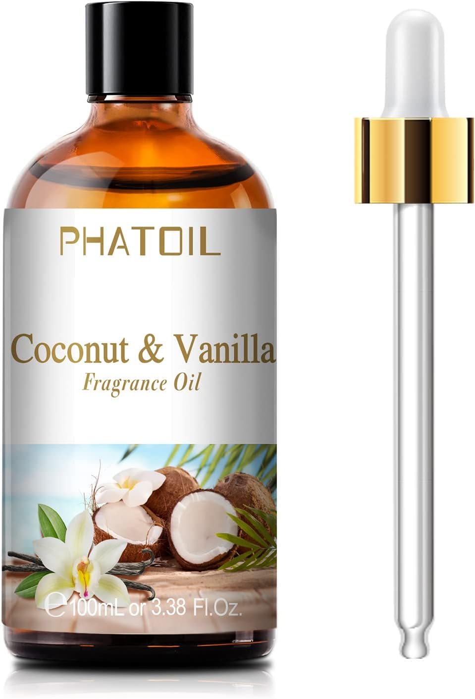 PHATOIL 3.38FL.OZ Coconut & Vanilla Fragrance Oils for Aromatherapy, Essential Oils for Diffusers for Home, Perfect for Diffuser, Yoga, DIY Candle and Soap Making – 100ml