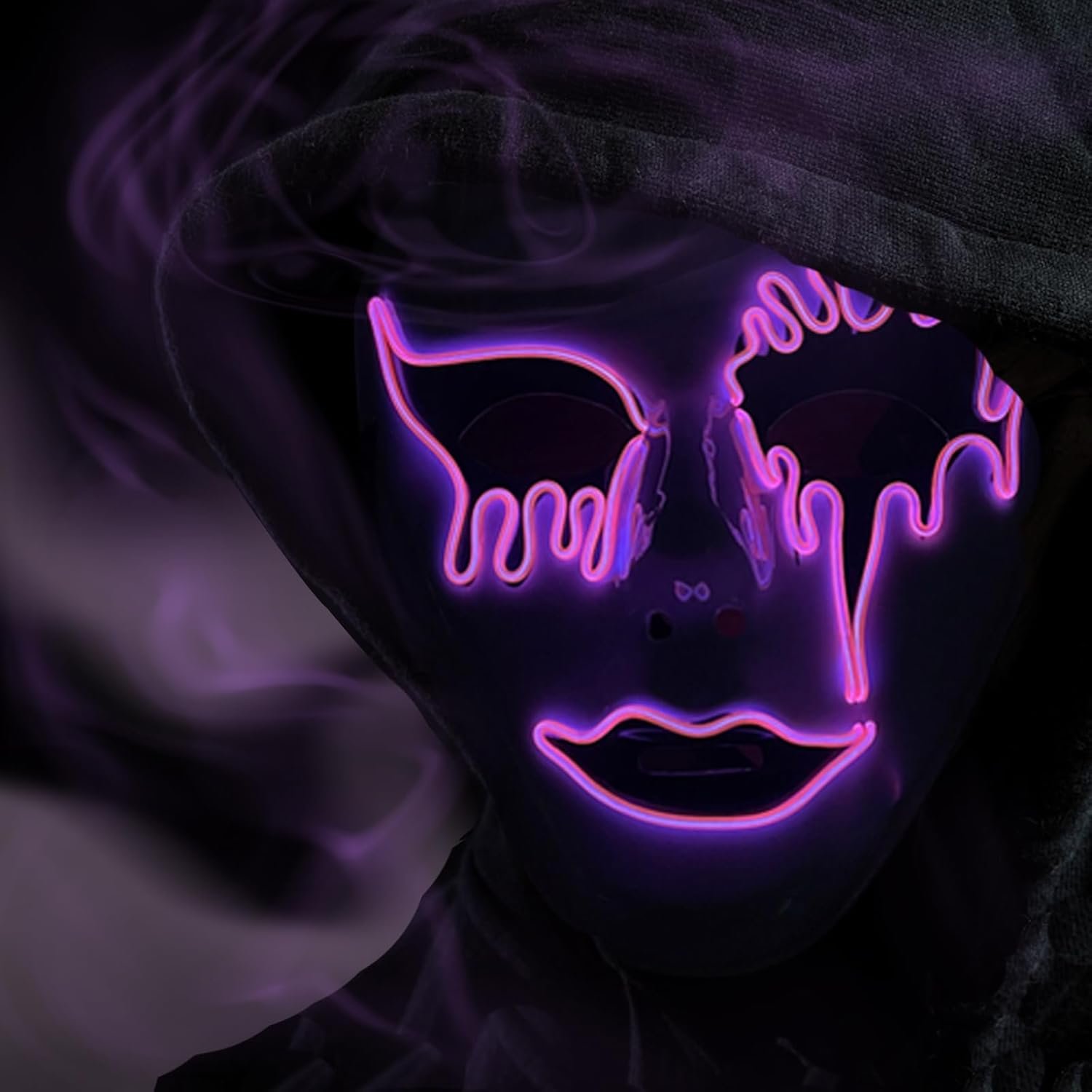 Wetufin- Halloween Purge Mask, LED Light Up, Scare, Glow EL Wire Masks for Festival Party Gifts, for Man Woman Adult