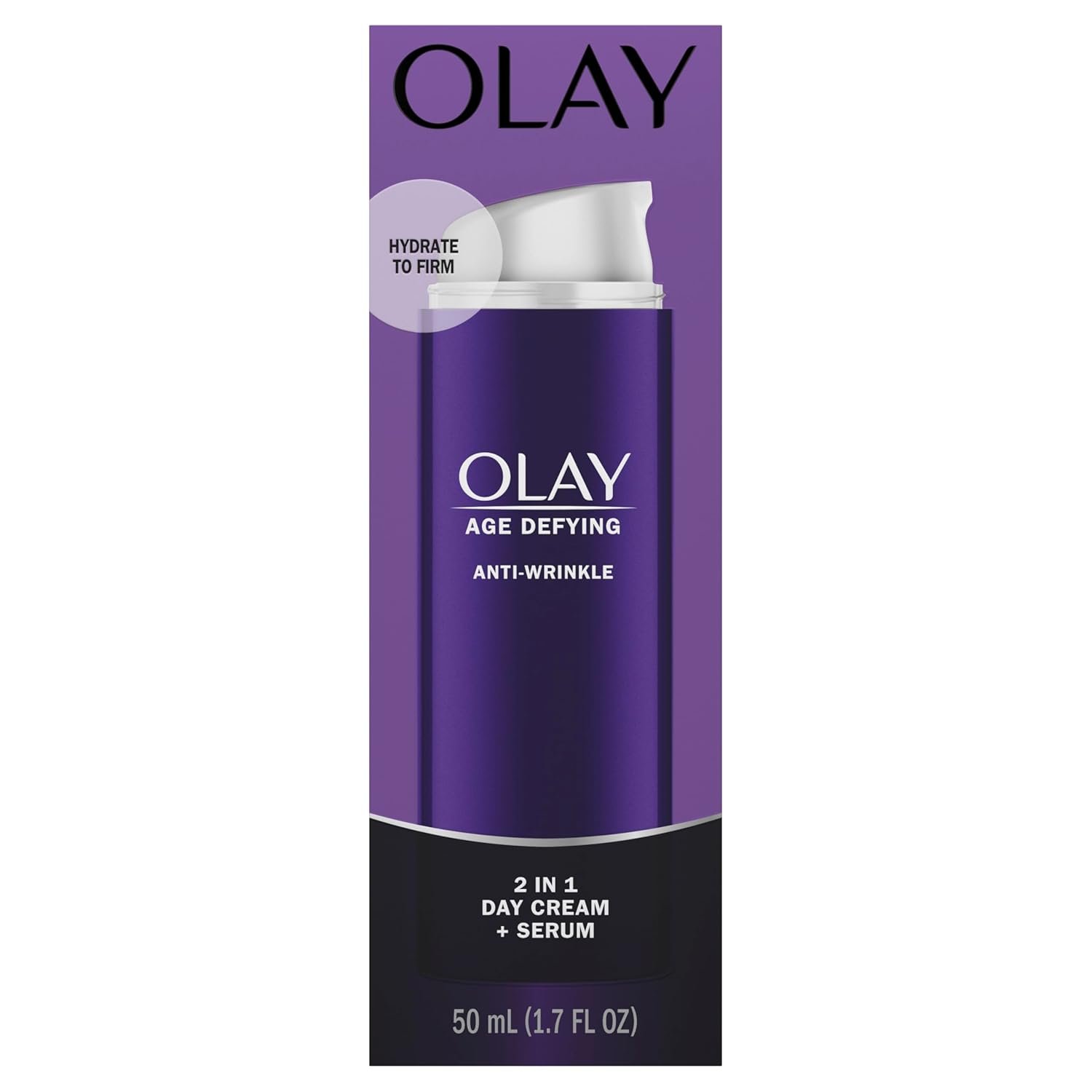 Olay Face Serum, Age Defying Anti-Wrinkle 2-in-1 Day Cream – Anti-Aging, Anti-Wrinkle, Smooths Fine Lines and Wrinkles, Firming, Lifting – Niacinamide, Glycerin, Aloe Vera, 1.7 Oz