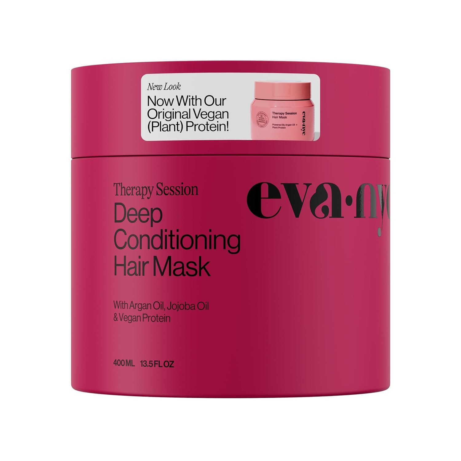 Eva NYC Therapy Session Deep Conditioning Hair Mask with Vegan Protein, Jojoba Oil + Argan Oil – Hydrate, Soften + Repair Hair Strength – Sulfate Free – Warm Vanilla Scent – 13.5 fl oz