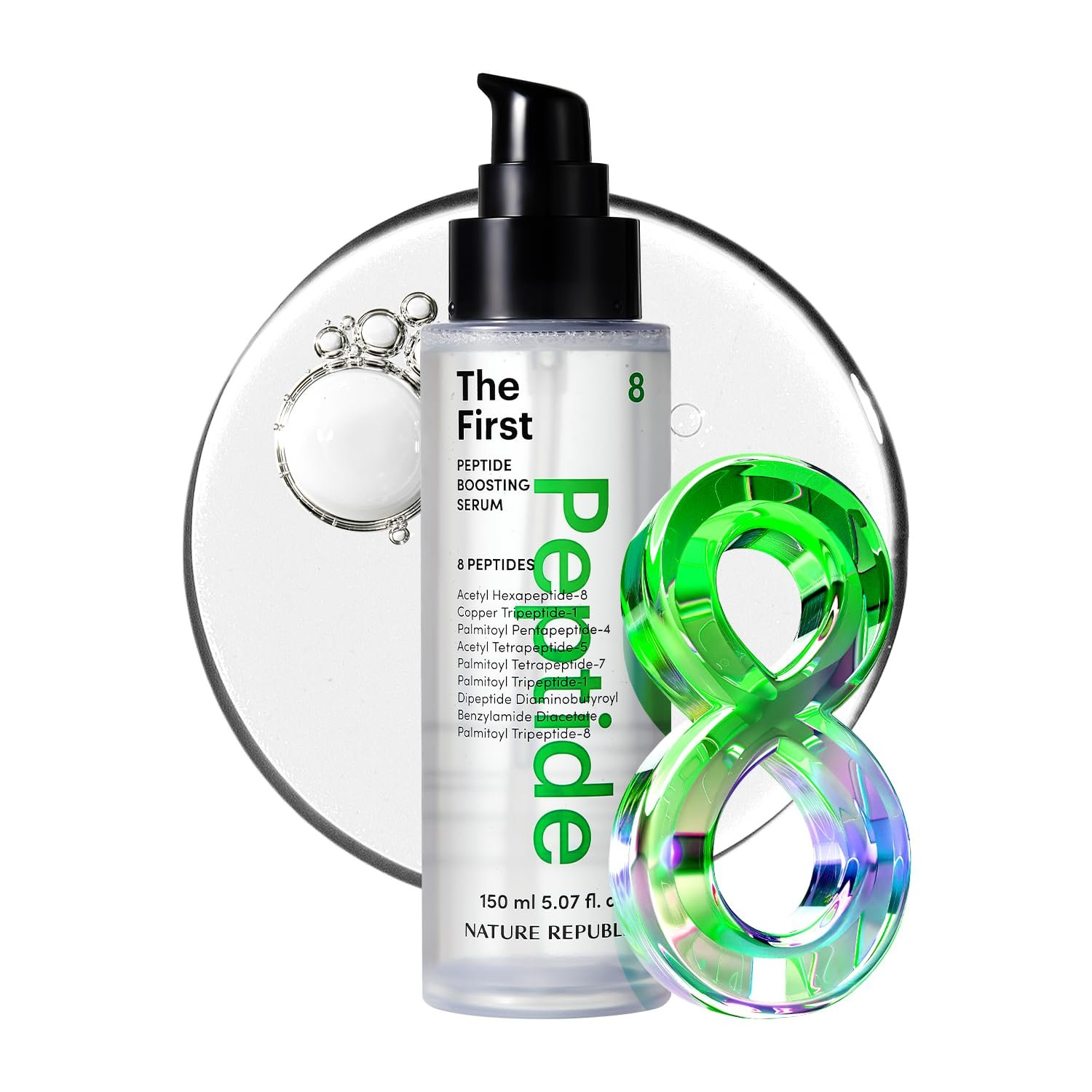 Nature Republic The First Peptide Boosting Serum – Niacinamide, Adenosine, Hydrating & Firming Facial Serum, for Uneven Skin Tone, Korean Skincare, 150ml / 5.07 fl oz