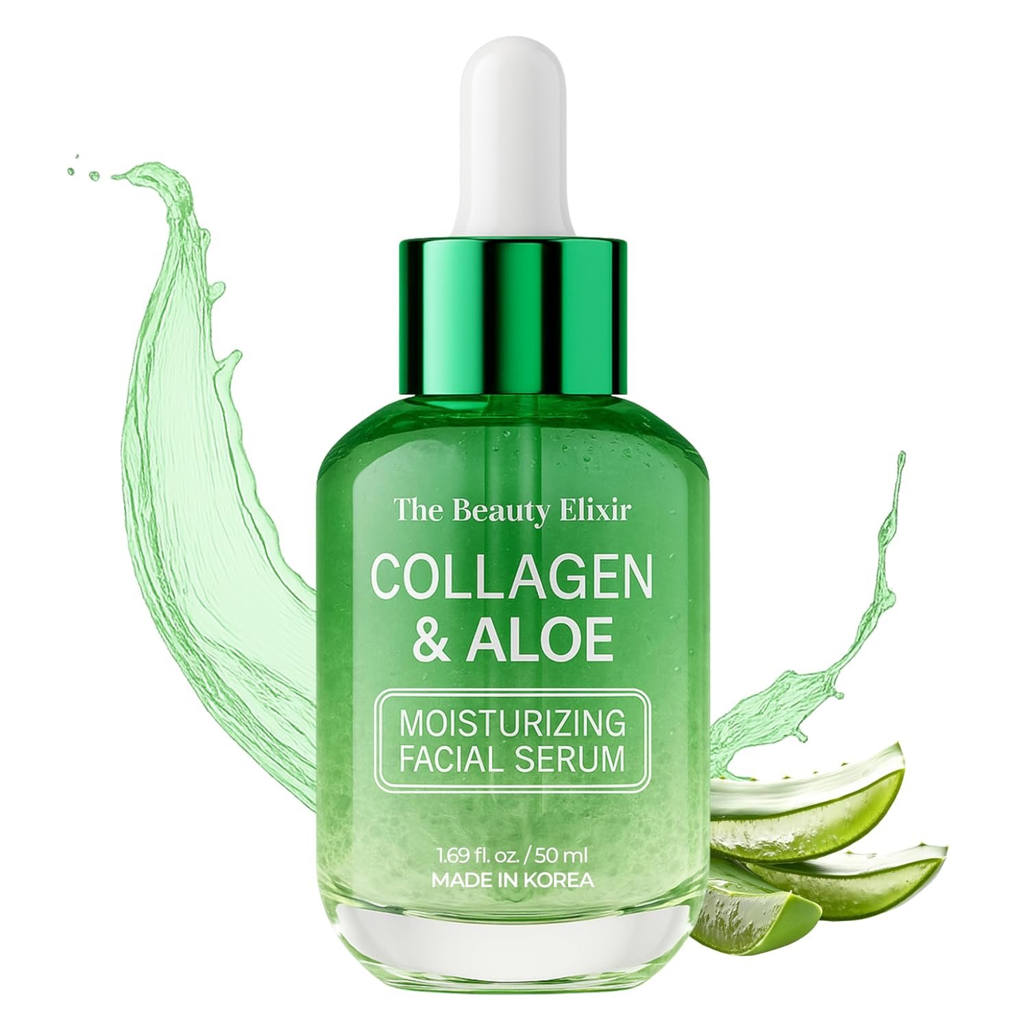 Aloe & Collagen Serum For Face – Dermatologist Tested, Anti-Aging, Ultra Hydrating Aloe Vera Gel For Face – Natural Ingredients, Clean Beauty, Cruelty-Free Korean Skin Care – 1.69 oz