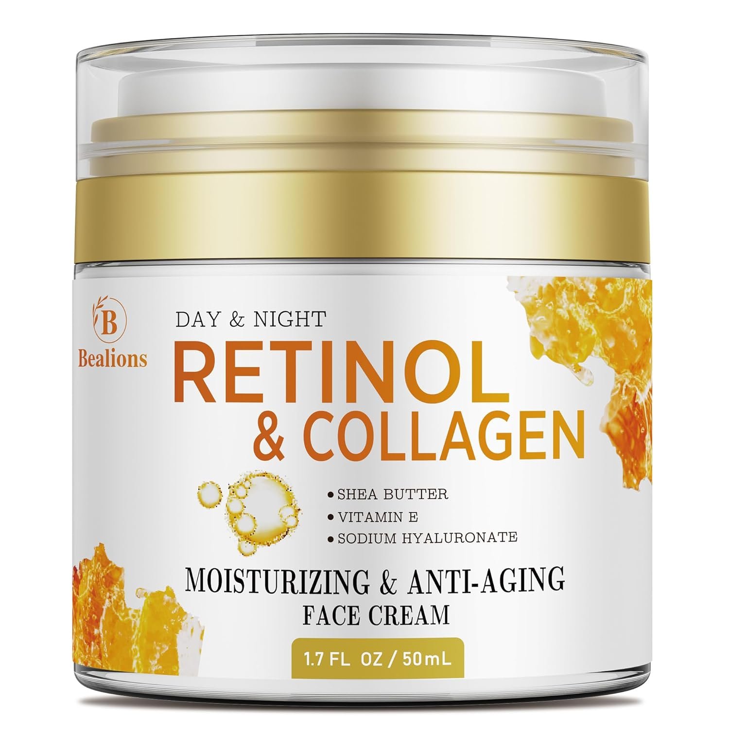 Retinol Cream for Face Anti Aging: Wrinkle Cream for Face Neck with Collagen Hyaluronic Acid – Night Moisturizer for Men Women – Facial Skin Care Christmas Gift for Mom Dad Sister