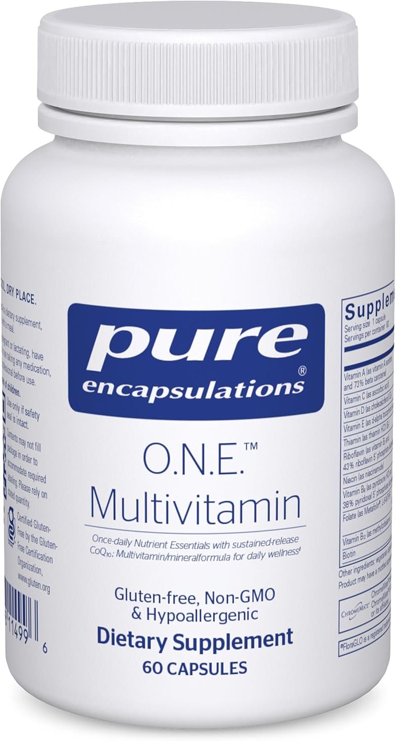 Pure Encapsulations O.N.E. Multivitamin – Once Daily Multivitamin with Antioxidant Complex Metafolin, CoQ10, and Lutein to Support Vision, Cognitive Function, and Cellular Health* – 60 Capsules
