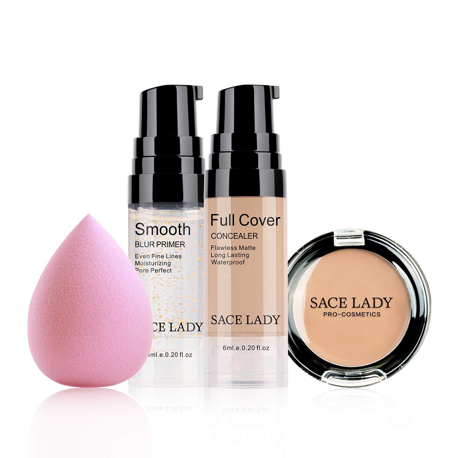 Waterproof Full Coverage Concealer Makeup Kit with Primer Sponge – Matte Liquid Foundation for Face, Eye, and Acne Scar Cover
