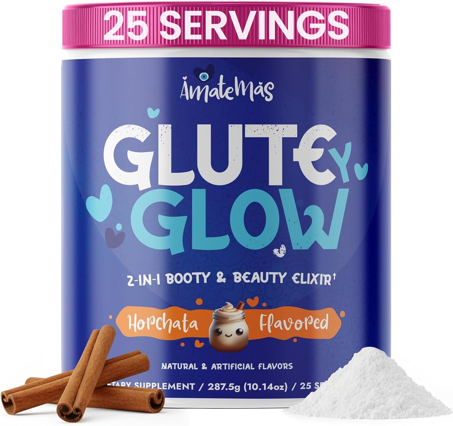 Glute Y Glow by Amatemas – Women’s Creatine + Biotin Supplement for Muscle Growth, Glute Support, Hair Skin & Nails – Horchata Flavor – Energy Support – Lean Muscle – Daily Performance Blend