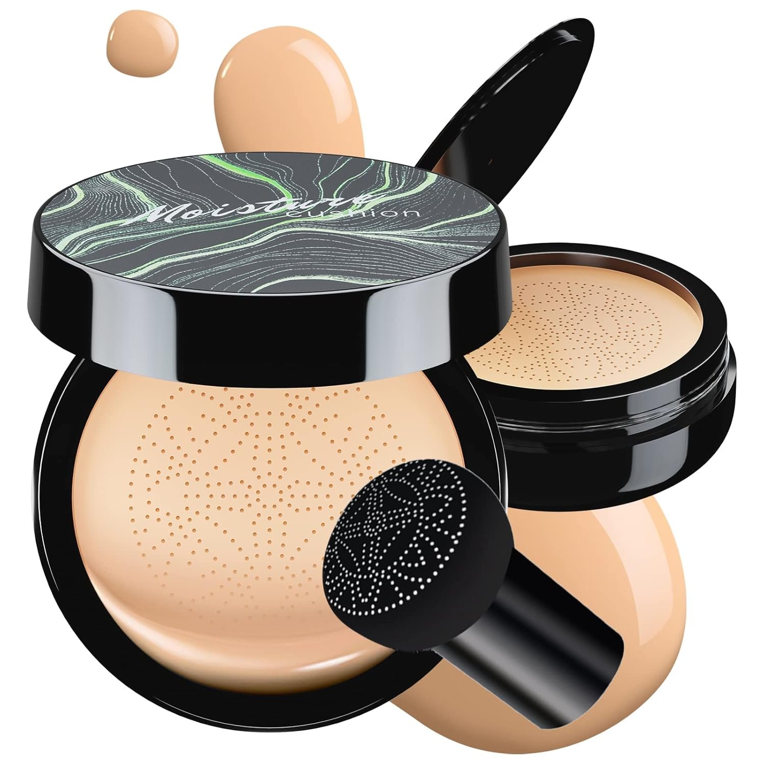 Mushroom Head Air Cushion CC Cream – Tattoo Cover up BB Cream Foundation Makeup Moisturizing Concealer Long-Lasting, Cushion Foundation Full Coverage Self Adjusting for All Skin Types (Natural)