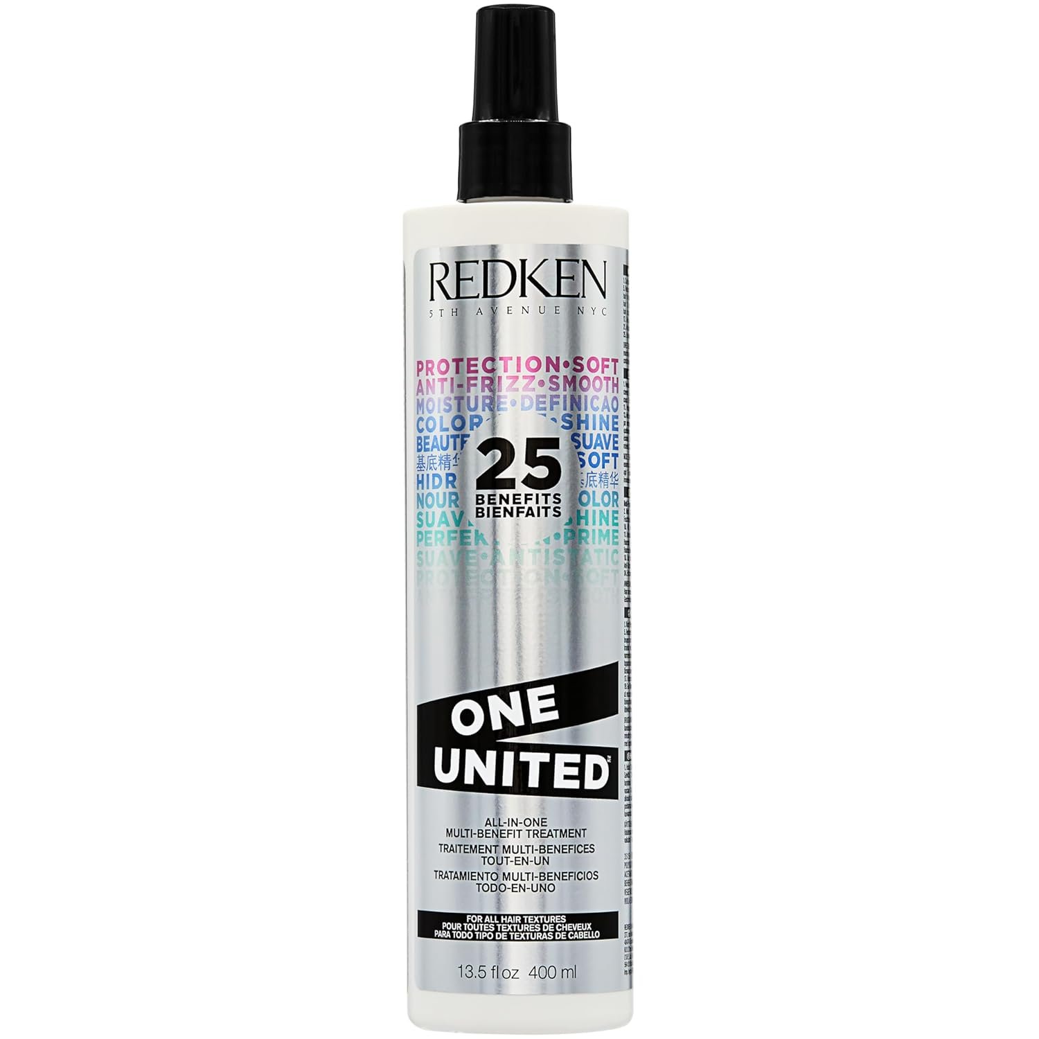 Redken One United All-In-One Leave In Conditioner – Multi-Benefit Leave In Treatment For All Hair Types, Heat Protectant and Detangler Spray, Paraben-Free