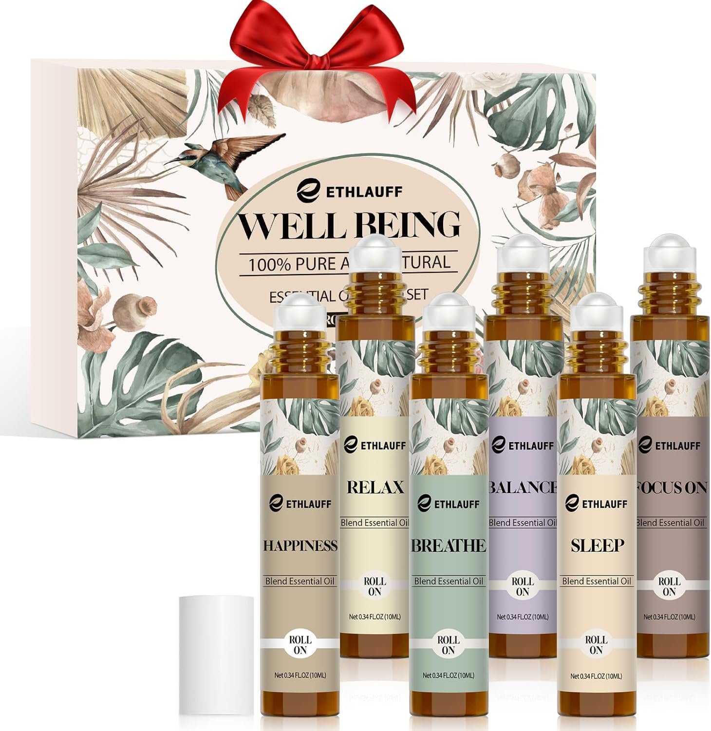 Essential Oils Roll On Set – Valentines Day Gifts for Her Mom Wife, (Relax, Sleep, Breathe, Focus on) Aromatherapy Oil with Roller Ball, Essential Oils for Skin – Self Care Gift for Women