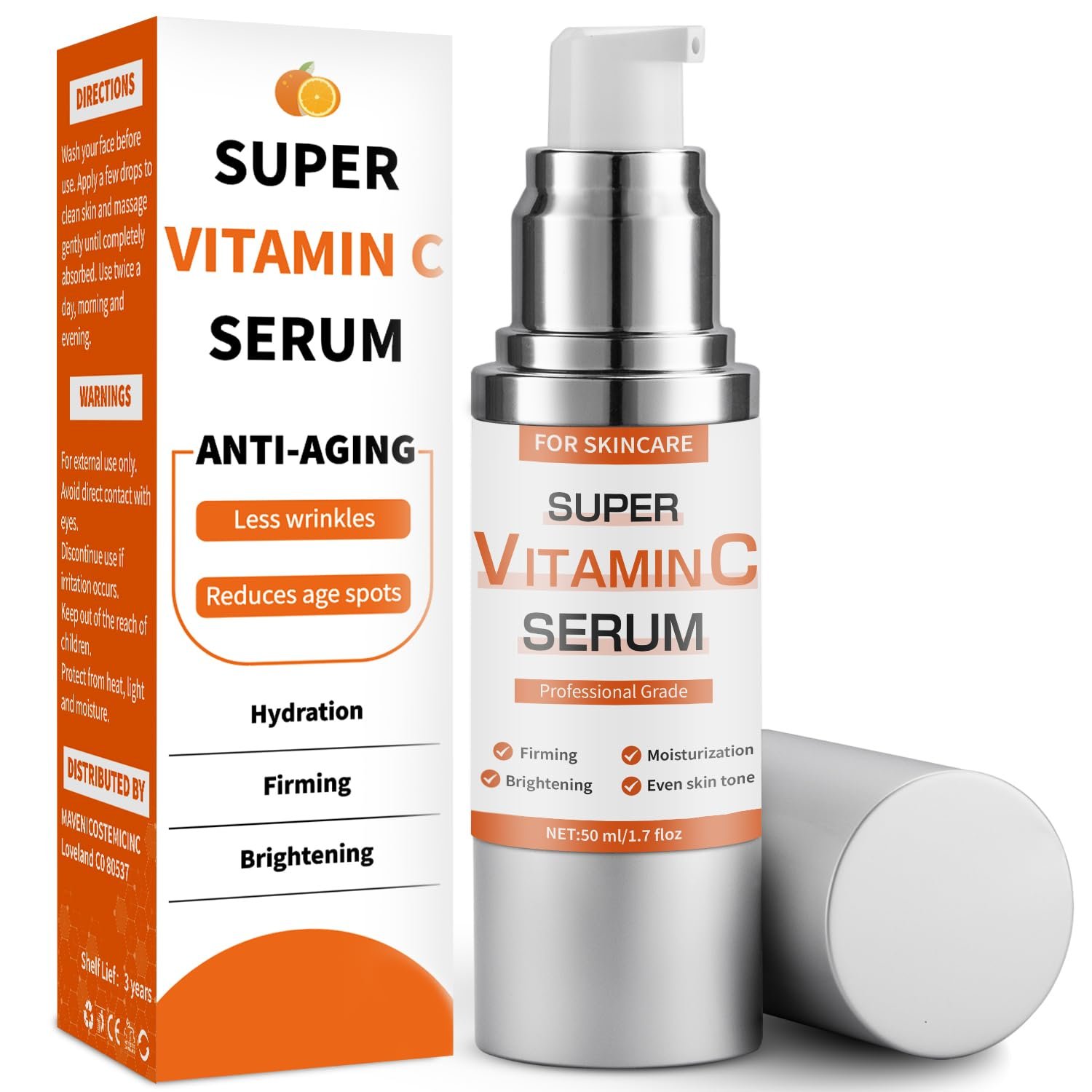 Super Vitamin C Serum for Women over 70: All-In-One Hydrating Anti-Aging Formula – Vitamin C, Hyaluronic Acid, Vitamin E, Caffeine, Hydrating, Lifting, Face Wrinkle & Age Spots Reduction