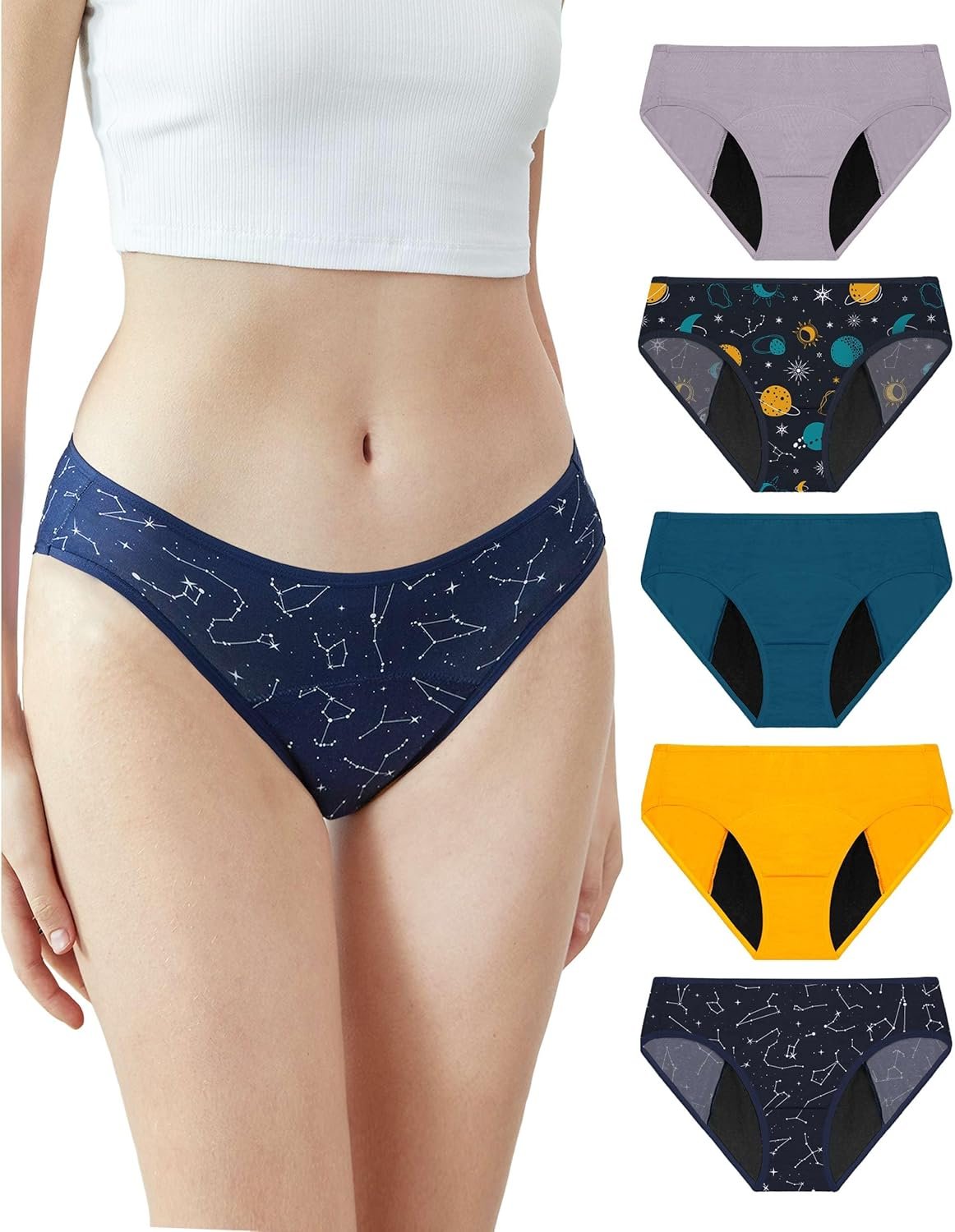 Neione Period Underwear Menstrual Panties Comfortable Modal Bikini Cheeky Briefs for Women Girls