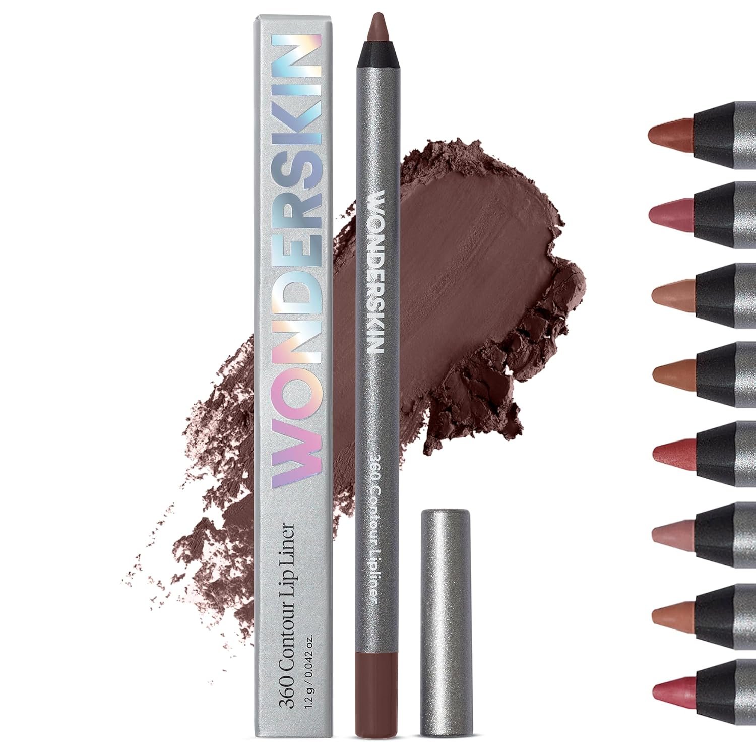 Wonderskin Lipliner Pencil – 360 Contour Lipliner, Long Lasting, Sharpenable Lip Pencil, Waterproof and Transfer-Proof Nude Lip Liner (Cocoa)
