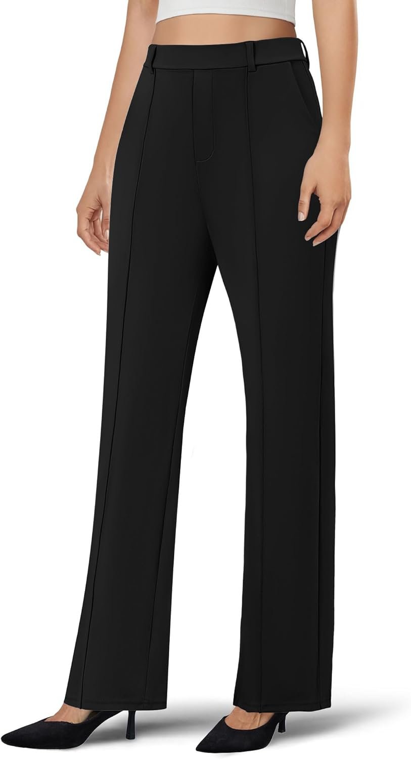 Women’s Dress Pants Business Casual Stretchy Work Pants High Waisted Pull On Slacks Office Wide Leg Trousers