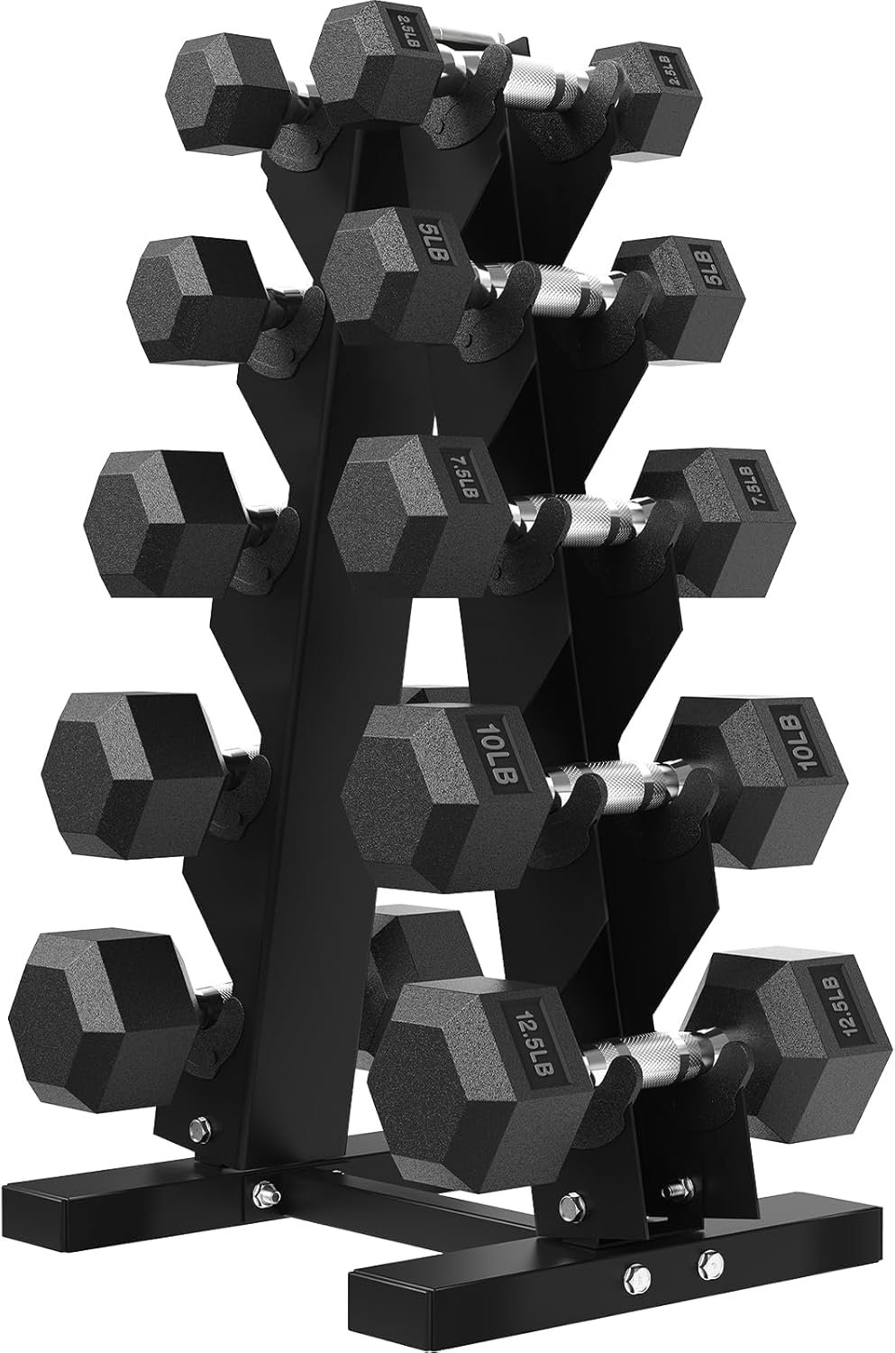 Hex Dumbbell Sets with Rack, 150-400 lb Rubber Encased Dumbbells for Strength Training, Exercise & Fitness, Home Gym Weight Set with Rack