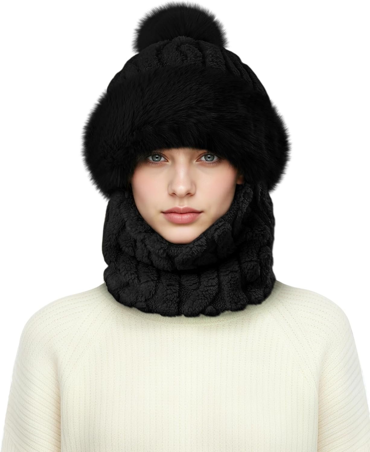 Hat and Scarf Set for Women – One Piece Hat Beanie Winter Face Mask for Women/Men, Warmer Beanie Neck Scarf Ski Snow Hats