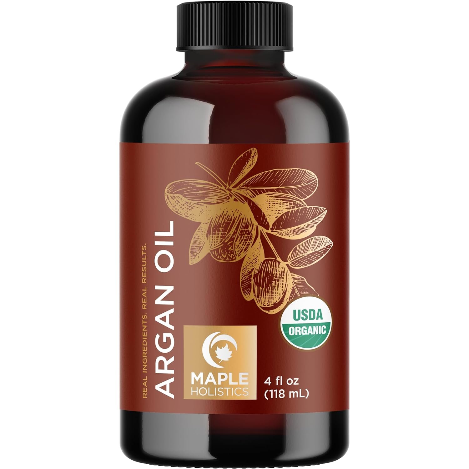 Certified Organic Argan Oil for Hair Skin & Nails – 100% Pure Moroccan Argan Oil Organic Cold Pressed and Unrefined – Fast Absorbing Hair Body and Face Moisturizer plus Beauty DIYs (4 Fl Oz)