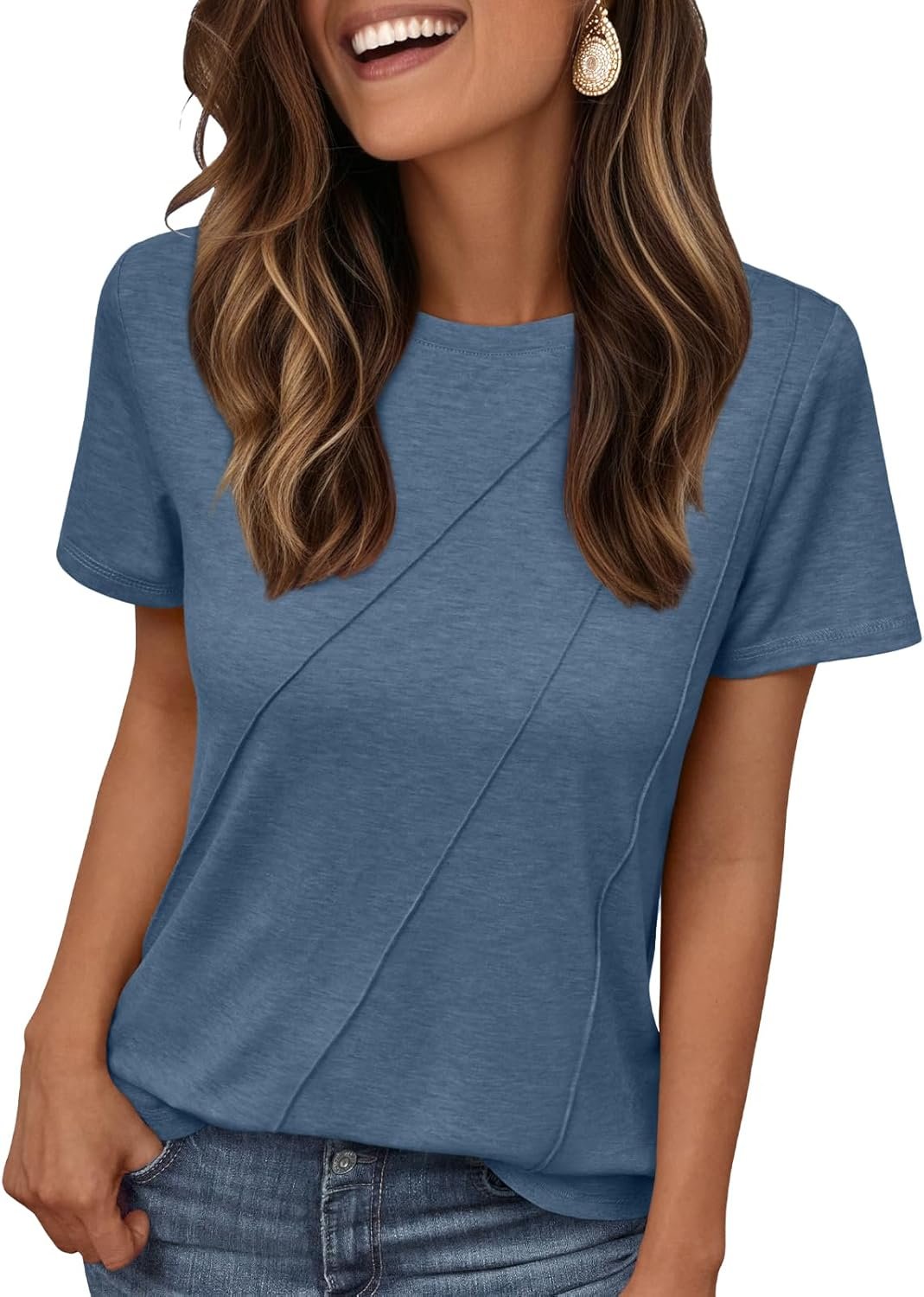 AUTOMET Women’s Summer Short Sleeve Tops – Casual Crewneck Fashion Blouses & T-Shirts