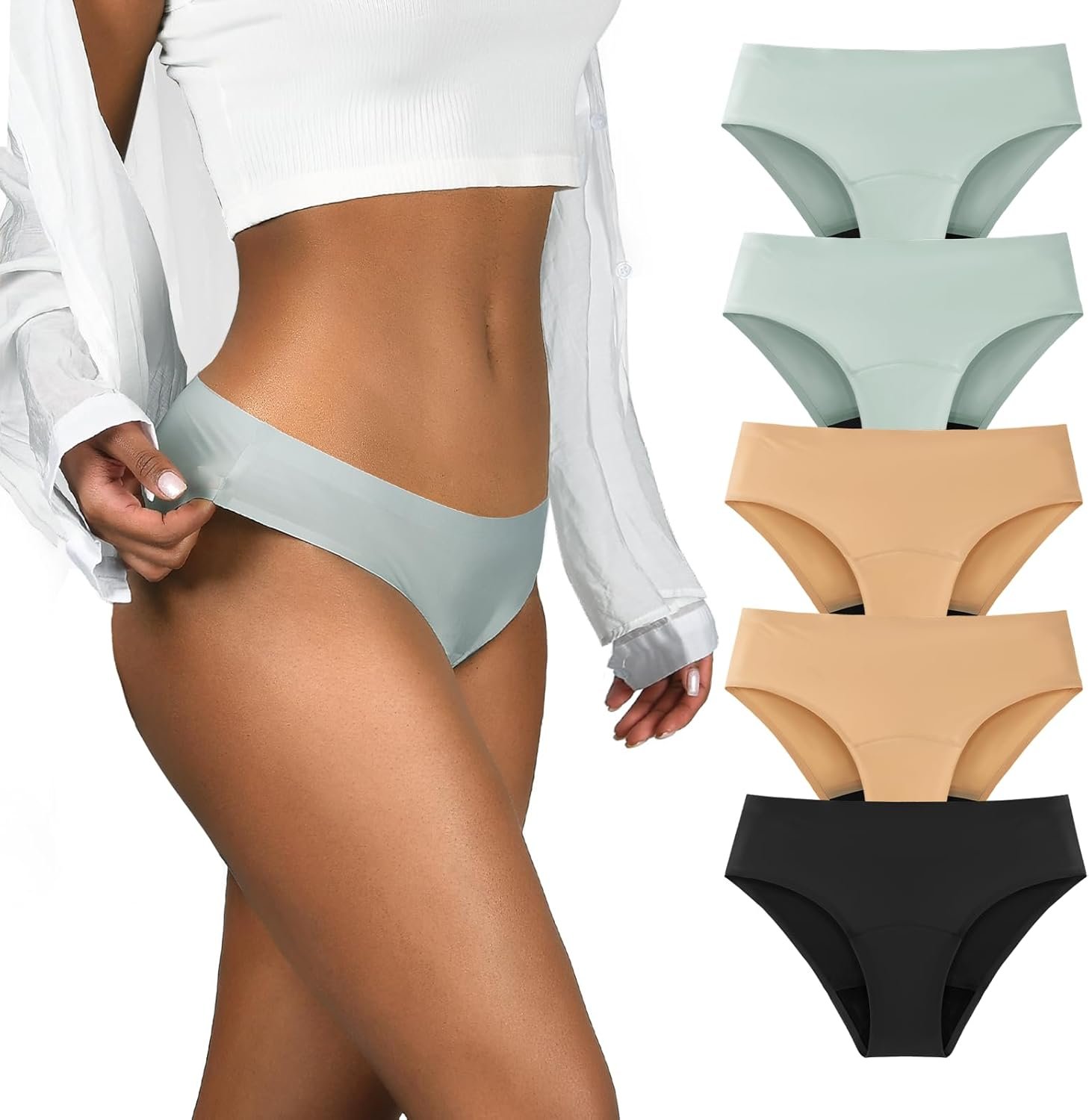 TIICHOO Period Underwear for Women Seamless Period Bikini Regular Absorbency Leakproof Underwear