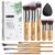 BS-MALL Makeup Brush Set 11Pcs Bamboo Synthetic Kabuki Brush Set Foundation Powder Blending Concealer Eye shadows Blush Cosmetics Brushes with Travel Organizer Bag & Makeup Sponge (Bamboo 11)